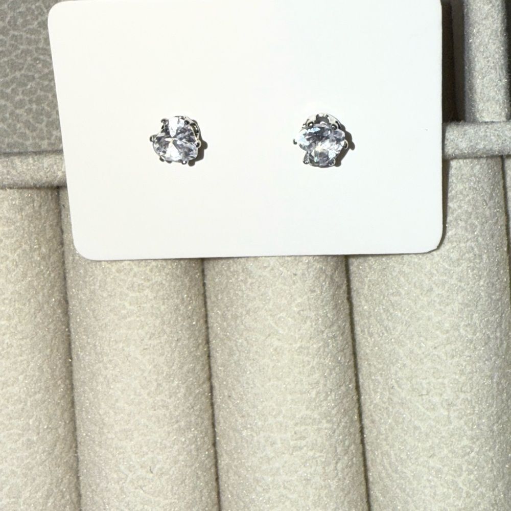Silver Sparkling Stud Earrings Minimalist Design